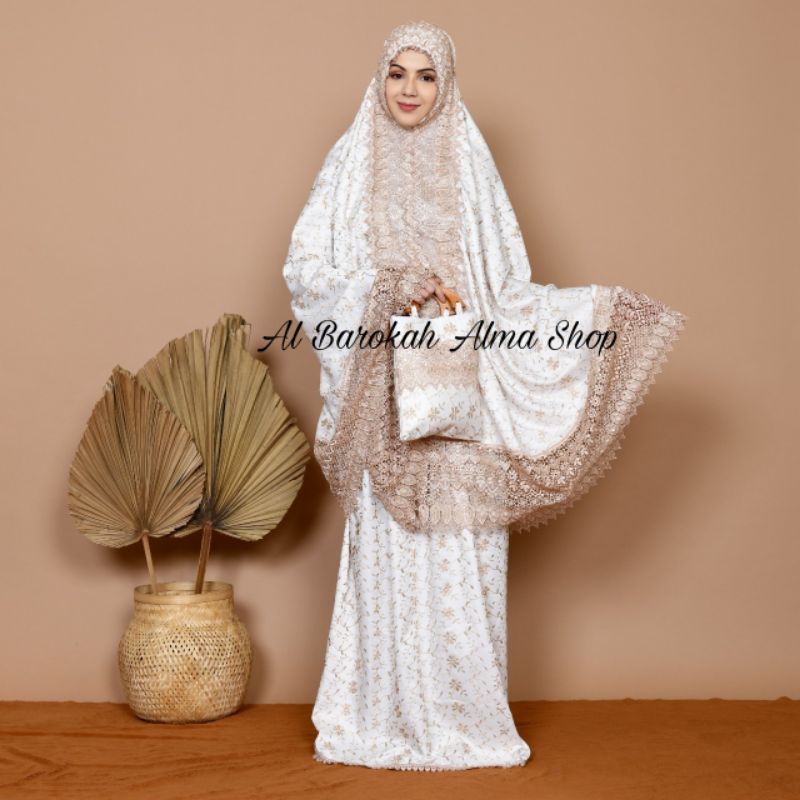 Mukena Dewasa Jumbo Full Bordir Mewah Sutra Paris Milo Prada Shireen