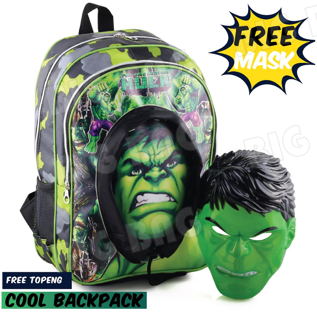 Tas Ransel Sekolah Anak CAPTAIN AMERICA - SPIDERMAN - BATMAN - THE MASK - COOL BACKPACK + TOPENG