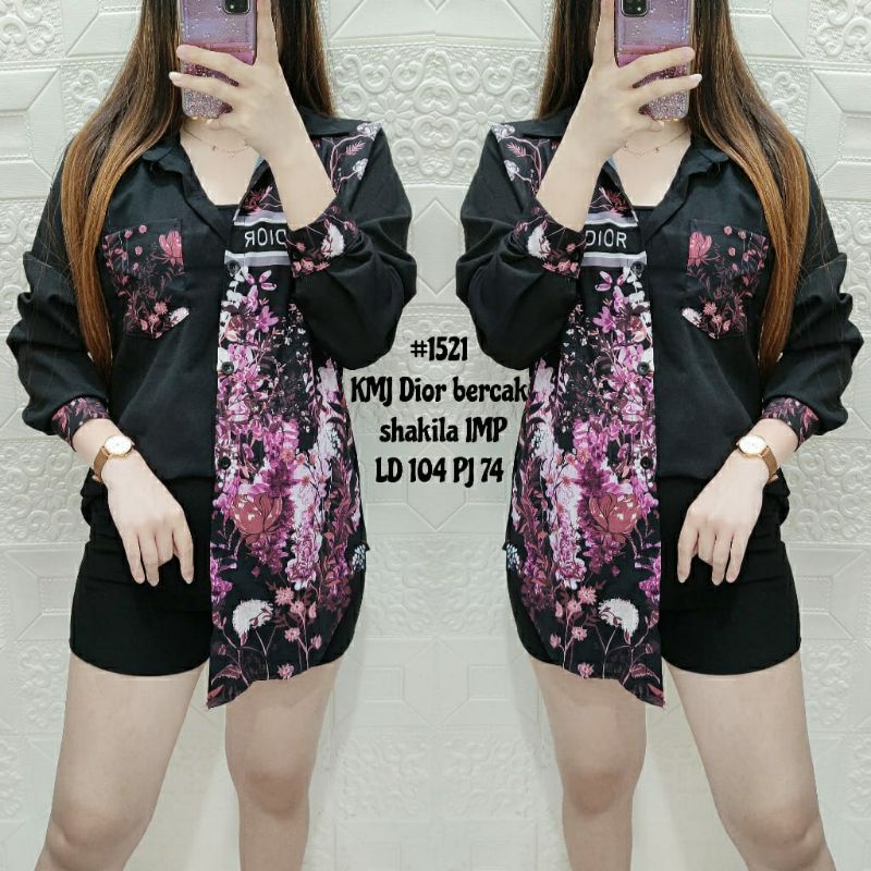 Kemeja Wanita 1521 motif BErcak cDIOR IMPORT