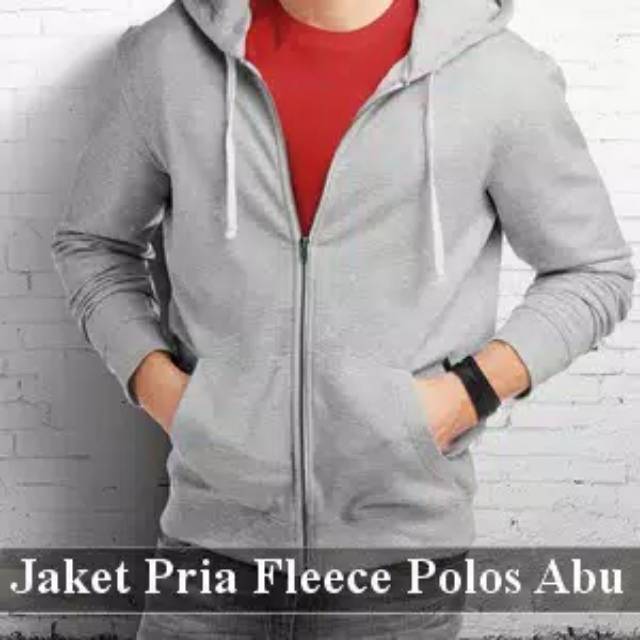 Jaket Polos Hoodie abu muda Pria&Wanita