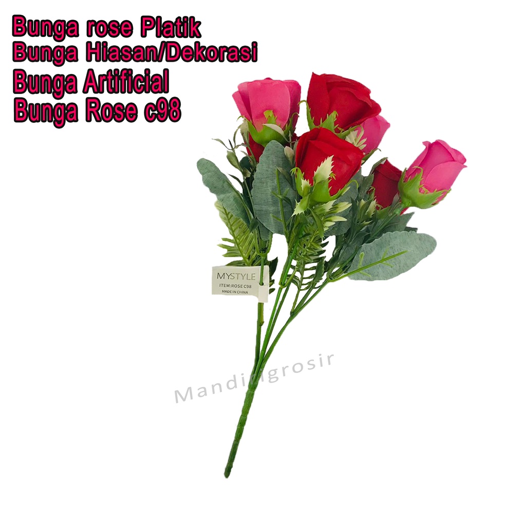 Bunga rose Platik * Bunga Dekorasi * bunga Hias * bunga Artificial * bunga rose c98