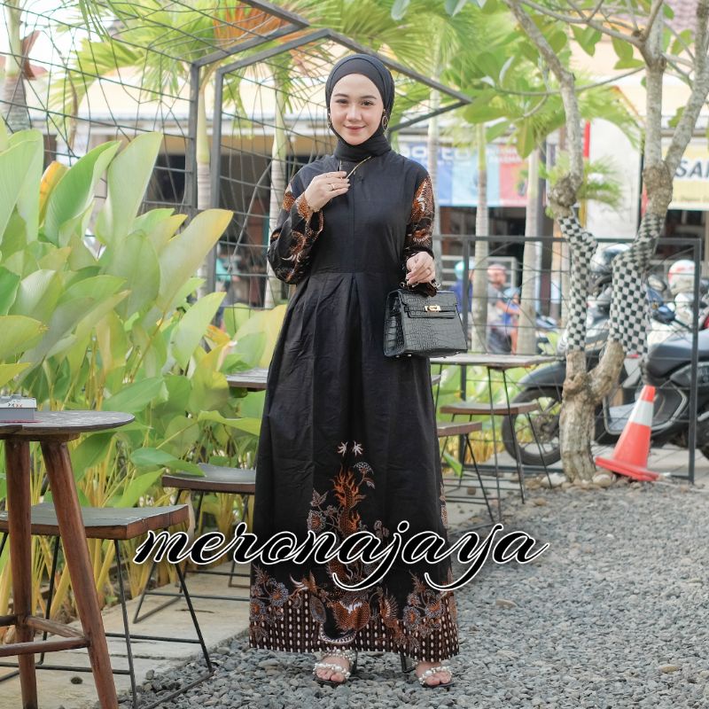 Batik Couple Keluarga NAGA SAKTI Sania Ruffle Ori Batik Couple BBC-Gamis Ibu