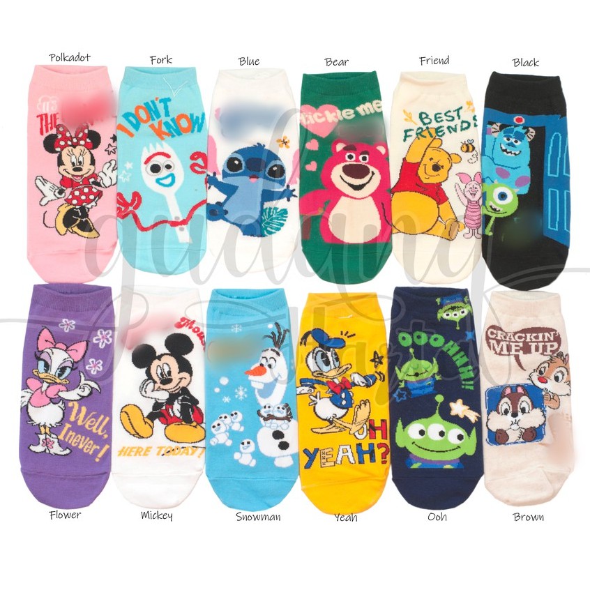 Kaos Kaki Wanita Pendek Karakter Bebek Mouse Beruang Kuning Lucu Socks GH 103221