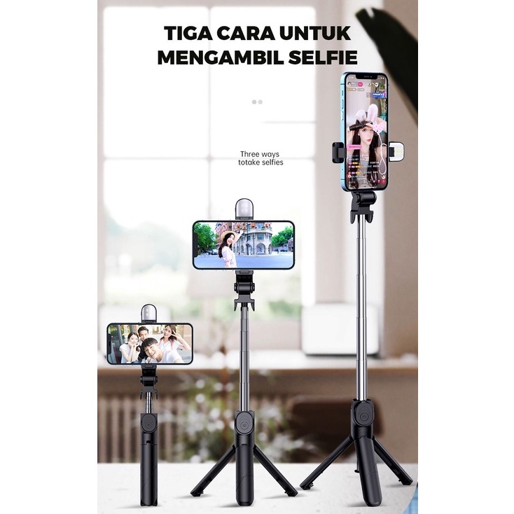 Tongsis Tripod Selfie Stick 3in1 Bluetooth Remote Control