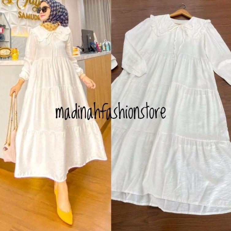 Pasti Murah NAOMI Tunik wanita terbaru jumbo rayon import premium polos motif Midi dress muslim kore