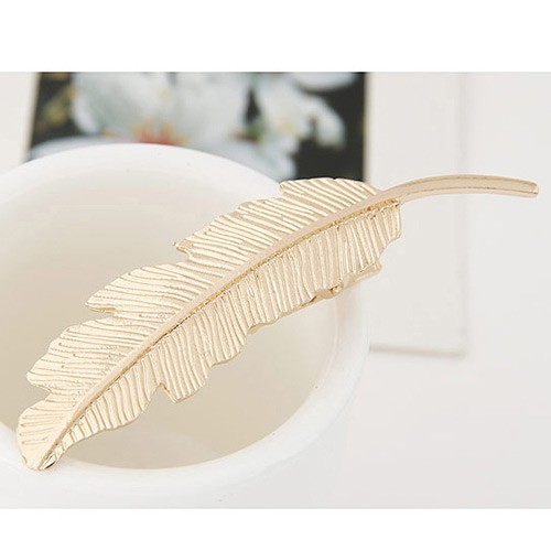 LRC Jepit Rambut Fashion Metal Leaf Decorated Pure Color Design Hair Clip