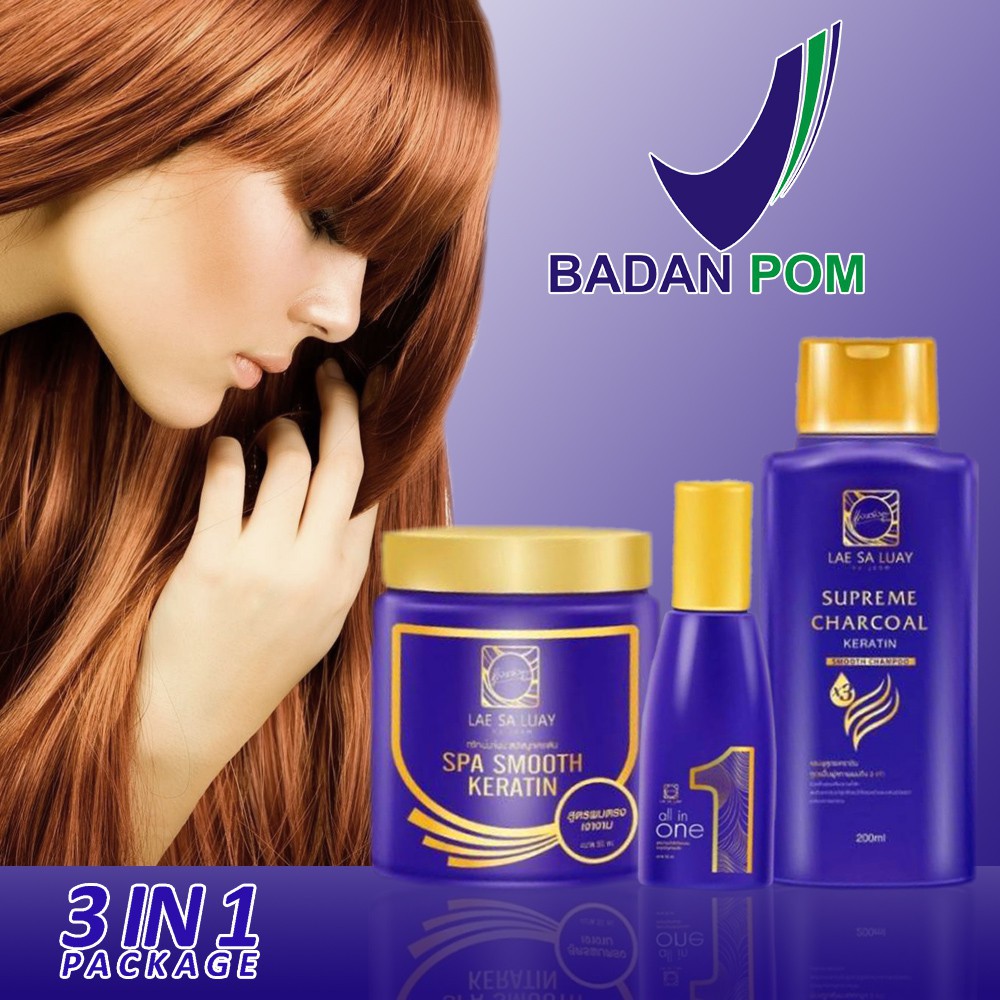 Lae Sa Luay Paket Lengkap 3 in 1 Hair Spa Shampoo Serum Keratin Treatment Original BPOM