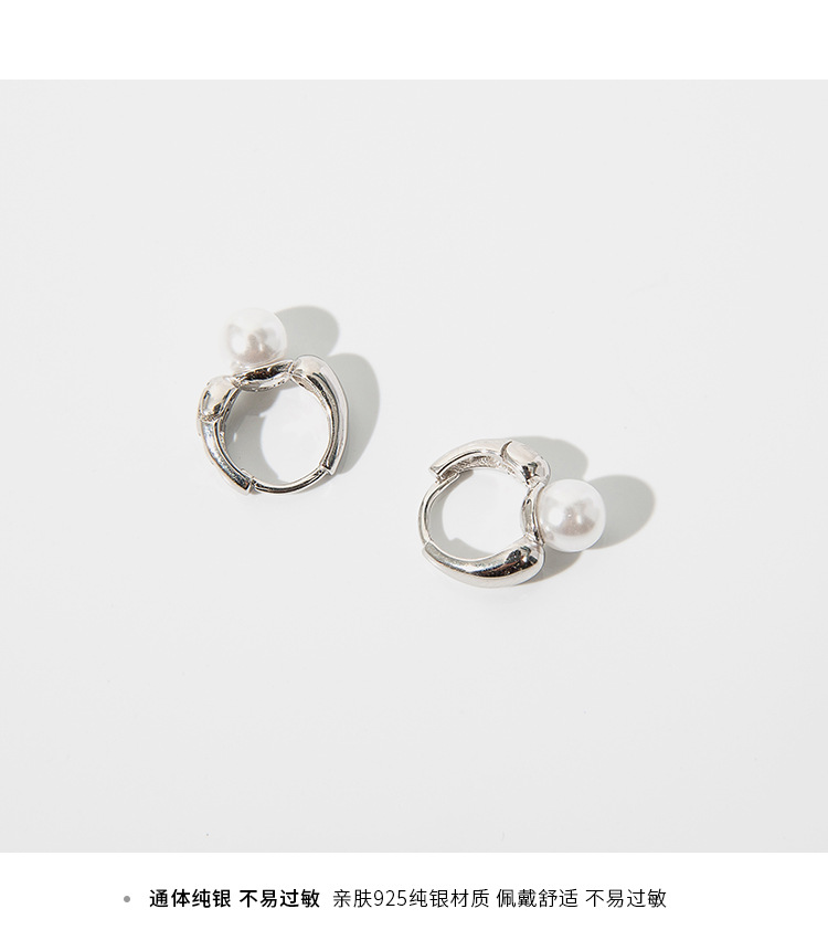 Anting Mutiara Berlapis Emas 14K Anting Perak Murni Anting Tindik Dengan Gaya Baru Keren Anting Temperamen-Perak (1 Pasang)