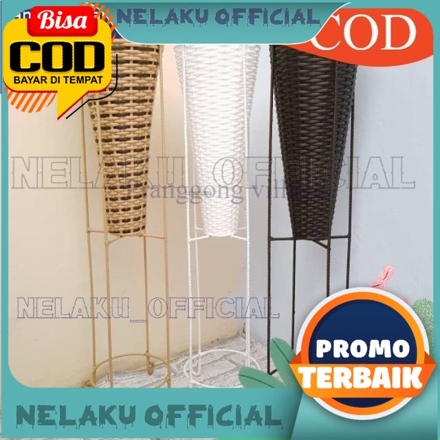 NELAKU BESI 8MM STANDING POT TINGGI 80 CM DIAMETER 18CM RAK BESI TANAMAN