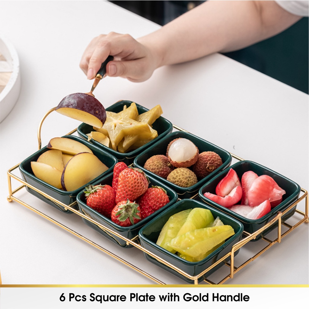 Alas Tatakan Ceramic Wadah Kue Dessert Fruit Buah Snack Appetizer Imlek Plate Tray Piring Keramik