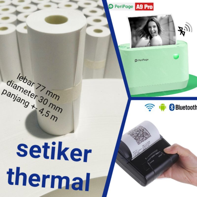 

Sticker Label Thermal Khusus Untuk Printer Peripage A9 Uk. 77mm x 5 Meter (No Cutting / Nyambung)