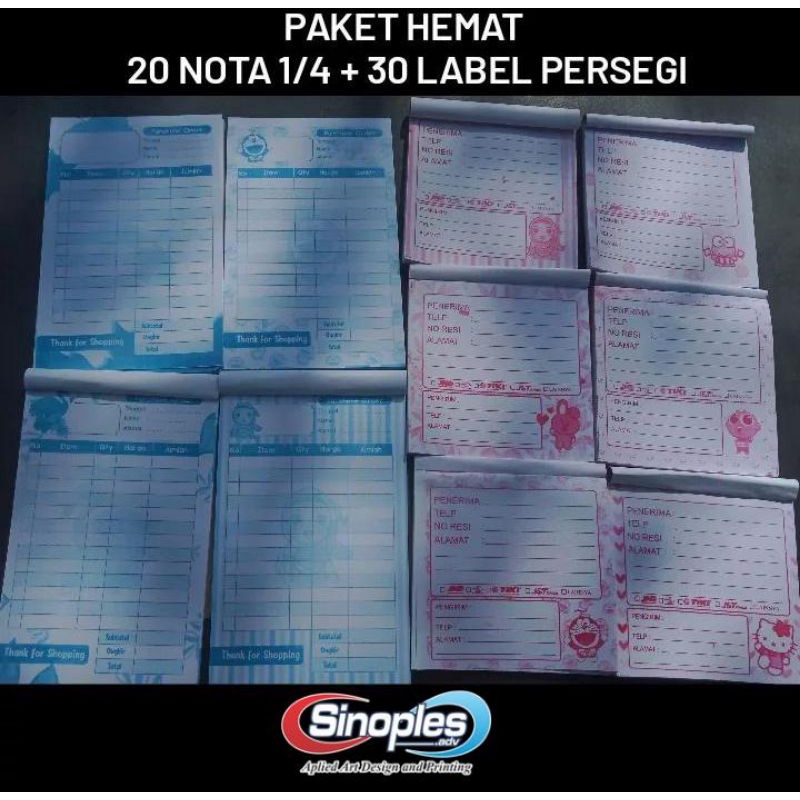 

PAKET HEMAT 20 NOTA olshop 1/4 + 30 LABEL PENGIRIMAN 1/6 persegi ( ISI 50 LEMBAR / BUKU )