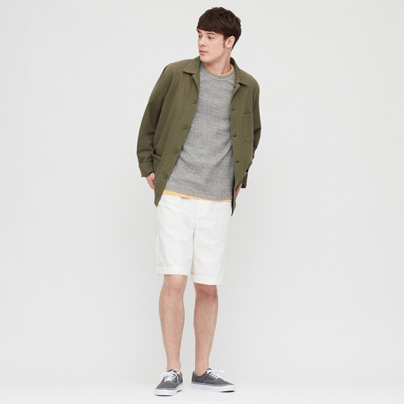 UNIQLO PRIA T-SHIRT WAFFLE CREW NECK LENGAN PENDEK