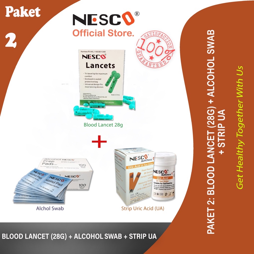 PAKET 2A (BLOOD LANCET + ALCOHOL SWAB + STRIP ASAM URAT)