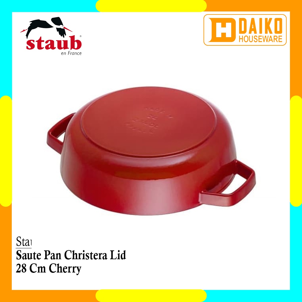 Panci Staub Round Saute Pan Chistera Lid 28Cm Cherry Cocok Untuk Sema Jenis Kompor Original Staub