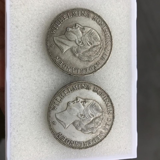 Koin Kuno Wilhelmina 1919 2 Setengah Gulden Edisi Khusus Samping Bergerigi