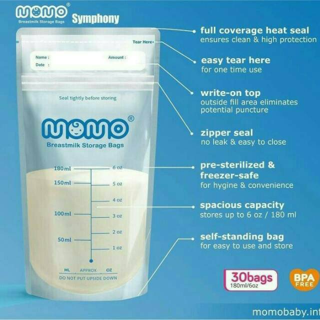 Kantong Asi Momo 180ml Plastik Asi Kantung Asi Plastik Penyimpan Asi 180ml plastik asi steril eceran