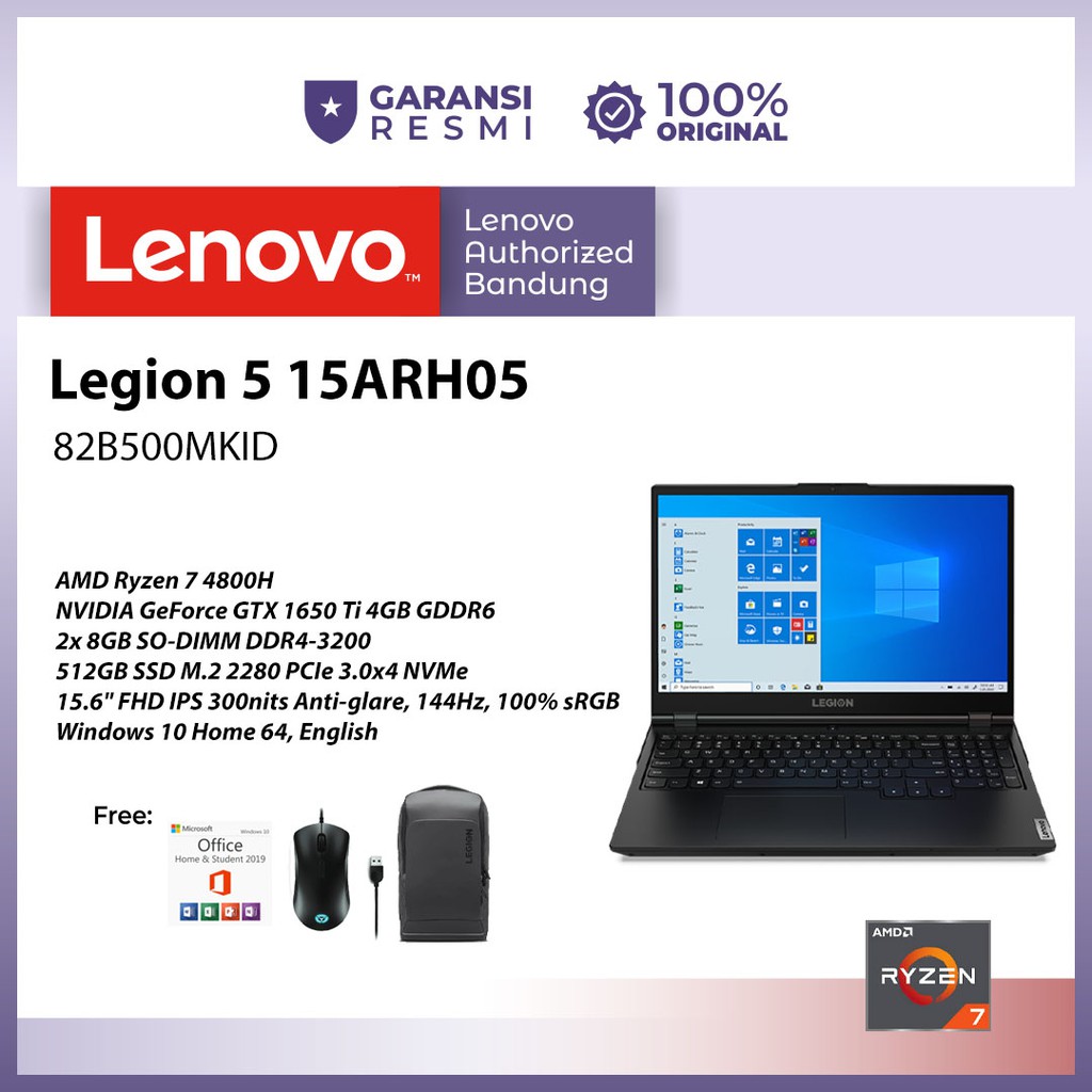 Lenovo Legion 5 15ARH05 Ryzen 7 4800H 16GB 512GB Win10+OHS MKID