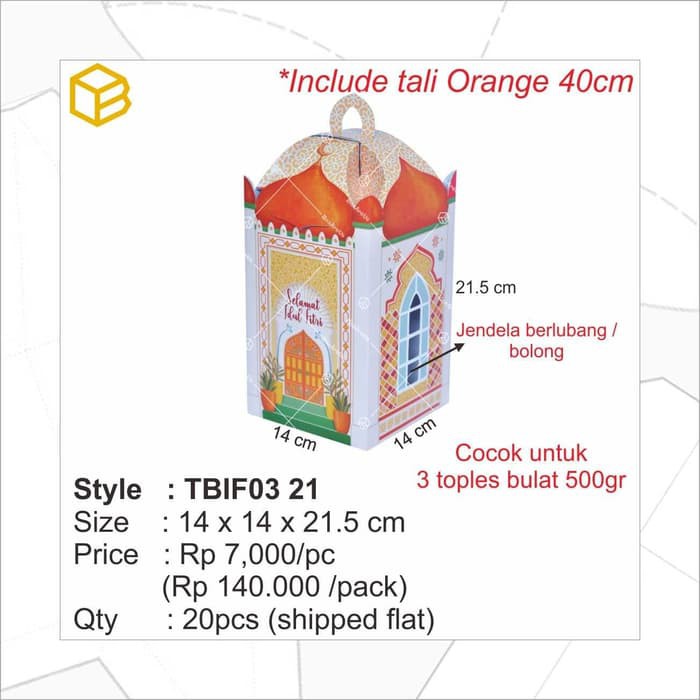 

Order Langsung TC - TBIF03 21 - Idul Fitri,Box Lebaran,Packaging,Dus,Toples Box,Kotak Limited