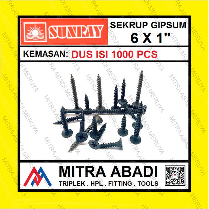 Sekrup Gipsum Sekrup Gypsum Skrup Gipsum 6X1" Grosir Dus