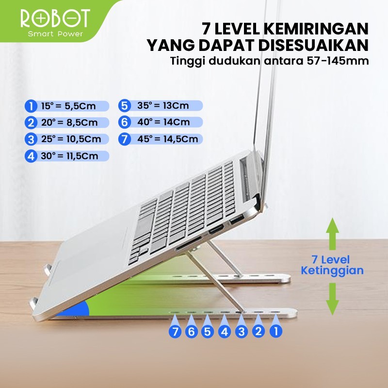 NA - ROBOT RT-LS02 Aluminum Alloy Liftable &amp; Foldable Laptop Cooling Stand