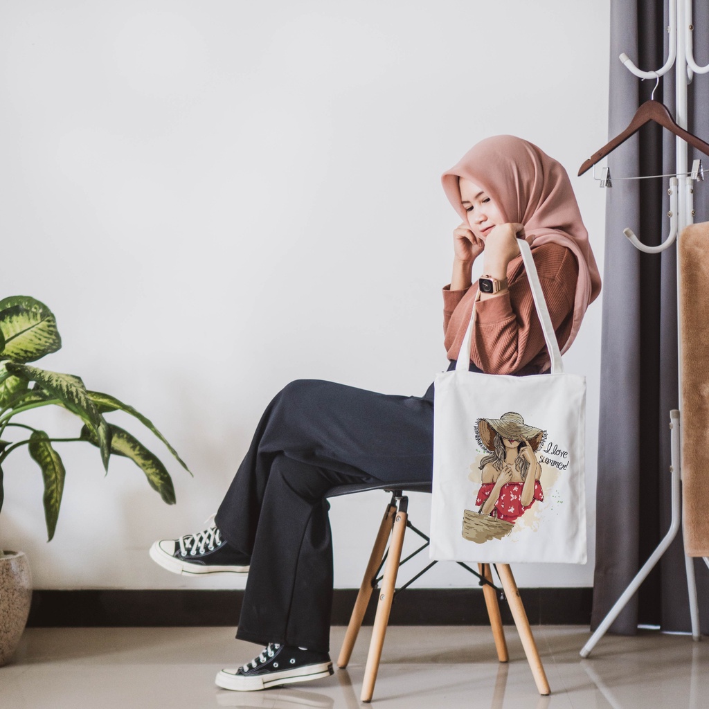 Sevine Totebag Drill Tas Fashion Wanita Tote Bag Resleting Girly Models - LF