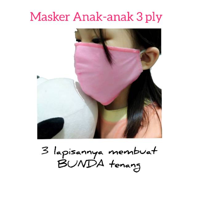 Masker Anak-anak 3 ply, Masker Kain 3 ply Warna Warni, Masker mulut 3 ply untuk Anak