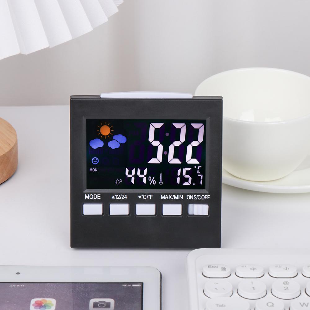 Populer Jam Alarm Digital LED Angka Desktop Clock Thermometer Meteran