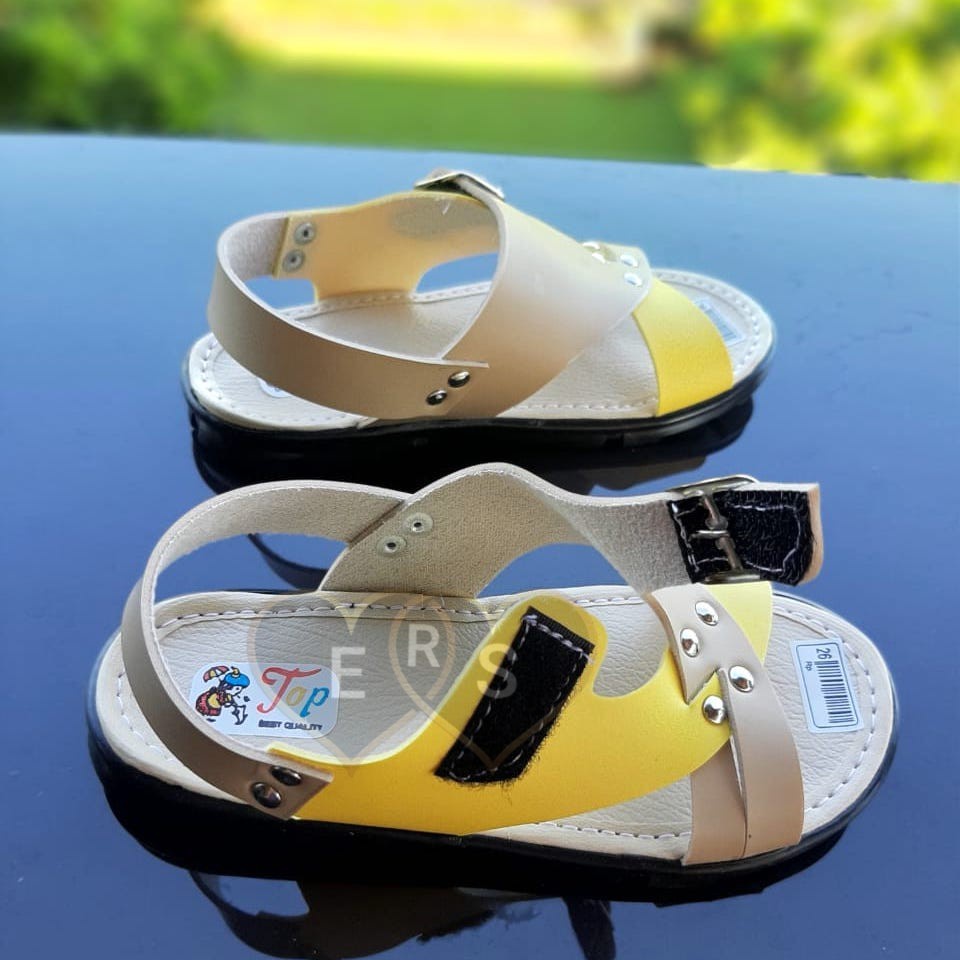 TOKOERS SDL08 Sepatu Sandal Kulit Sintetis Tali Perepet Anak Laki Laki Umur 1 2 3 4 5 6 tahun
