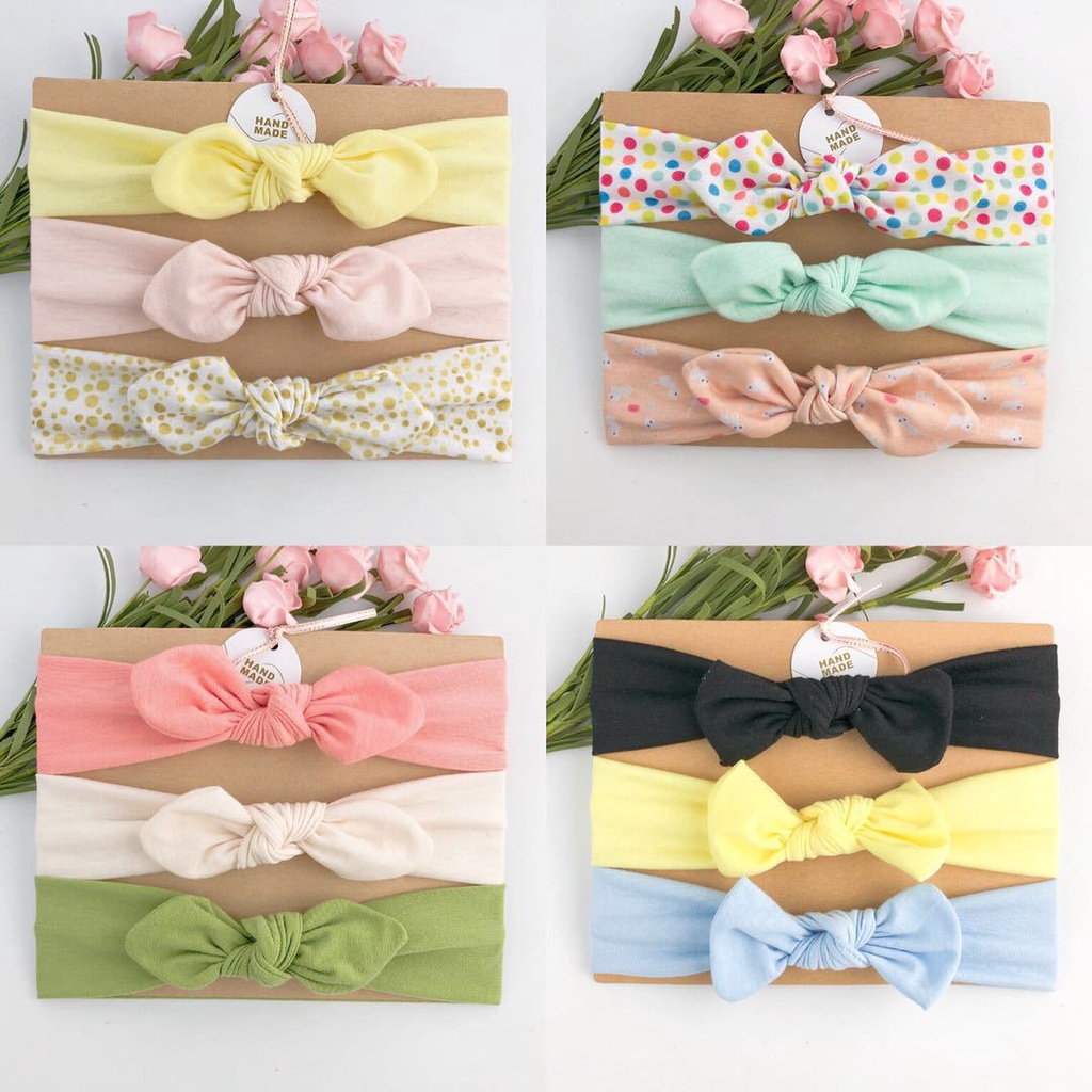 Set bandana anak / bando bayi kain elasitis  isi 3 pcs