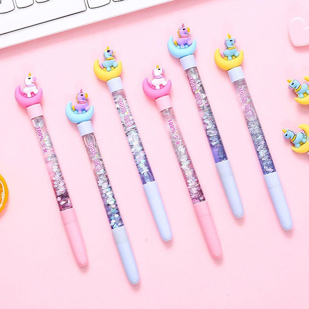 Mxbeauty Moon Unicorn Gel Pen Perlengkapan Kantor Anak Signature Pen Perlengkapan Menulis Pena Netral Alat Tulis 0.5mm Sequin Hias