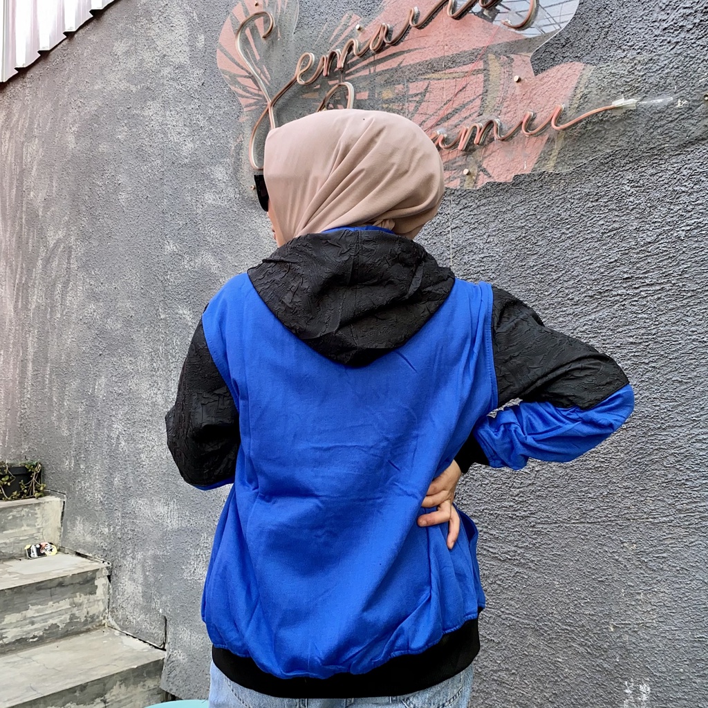 Jaket Sweater Zipper Bordir Kombinasi Qwilting BIRREL SUPRE-M