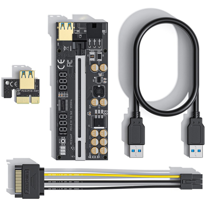 Vivi VER 016pci-E Riser PCI-Express Extension Adapter Card 1X Ke 16X Led Suhu RGB USB Led Untuk Tambang Kartu Grafis