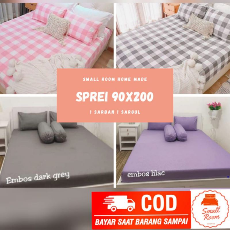 SPREI SET 90X200 SUPER SINGLE BED KASUR NOMOR 4 WARNA POLOS MOTIF EMBOS MARUN PUTIH NAVI HITAM COKLA