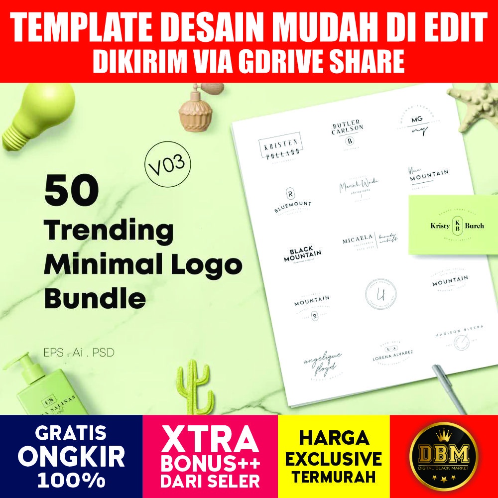 50 Trending Minimal Logo Bundle V03 - Photoshop &amp; Illustrator