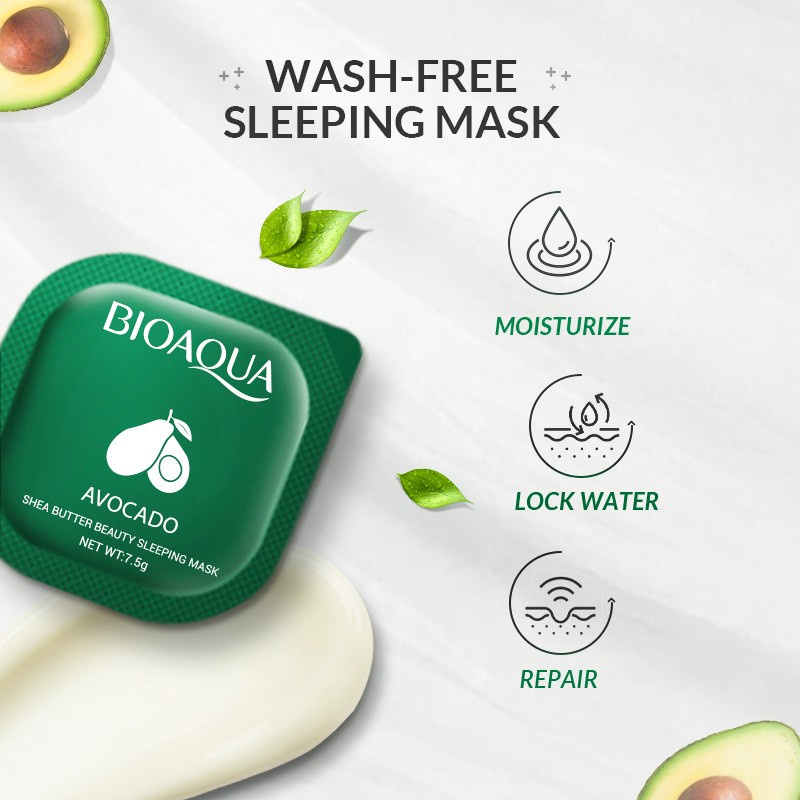 【BPOM】BIOAQUA Shea Butter Beauty Sleeping Mask Travel size wash-free masker wajah