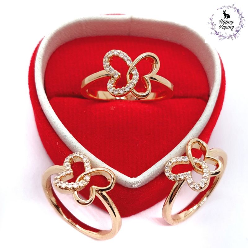 CINCIN XUPING ASLI TITANIUM FASHION KOREA LAPIS-EMAS MODEL BUTTERFLY MATA XUPING ORIGINAL