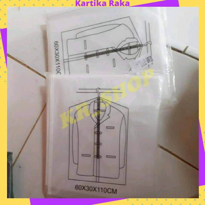 KR Plastik Cover Baju Reseleting Gantung Anti Debu Cover Plastik Penutup Pelindung Gantungan Baju Pakaian Gown Jas Transparan Untuk Lemari Gantung 2 pcs