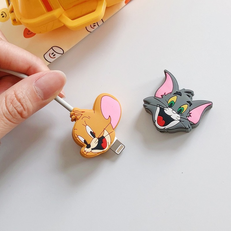 Cartoon Data Cable Protective Case One bite Tom Cat Wire biter Jerry Mouse Painter Cat Duffy Bear iPhone Samsung Data Cable Protective Case