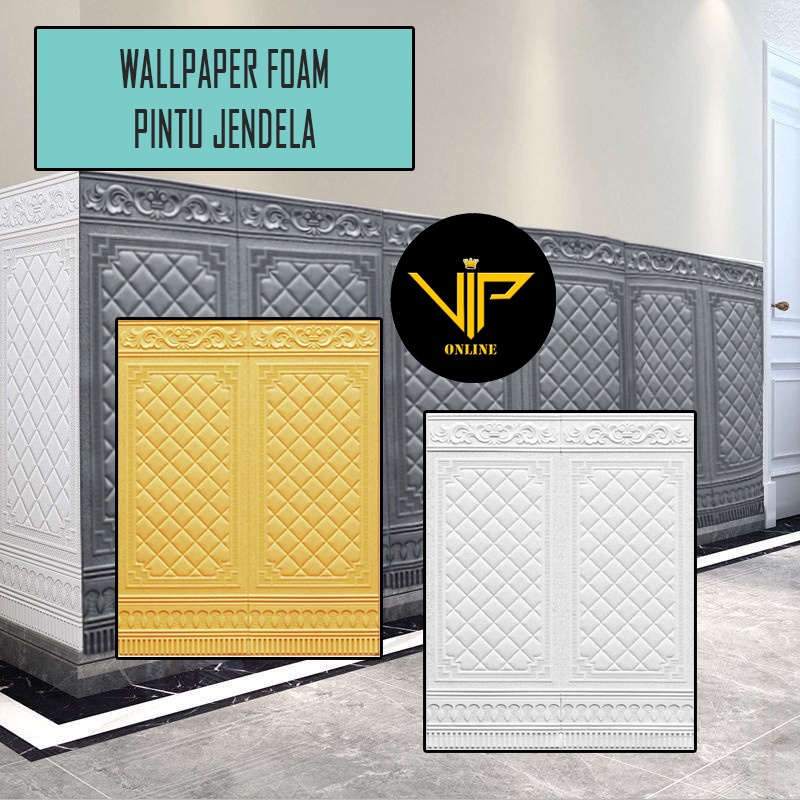VIP Wallpaper 3D Foam Stiker Motif Batik Pintu Jendela WallPaper Sticker Foam