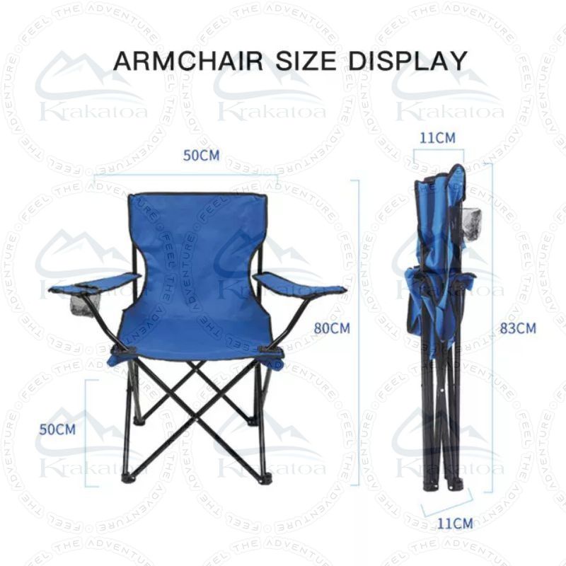 【Warna Dipilih】 Kursi Lipat Outdoor Lengan` Kemah Mancing Pancing` Bangku Portable Camping Piknik