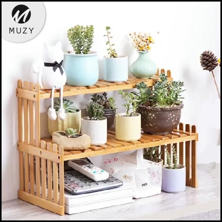 Muzy Rak Tanaman Mini Rak Bunga Rak Susun Tingkat Rak Kayu Hrb107
