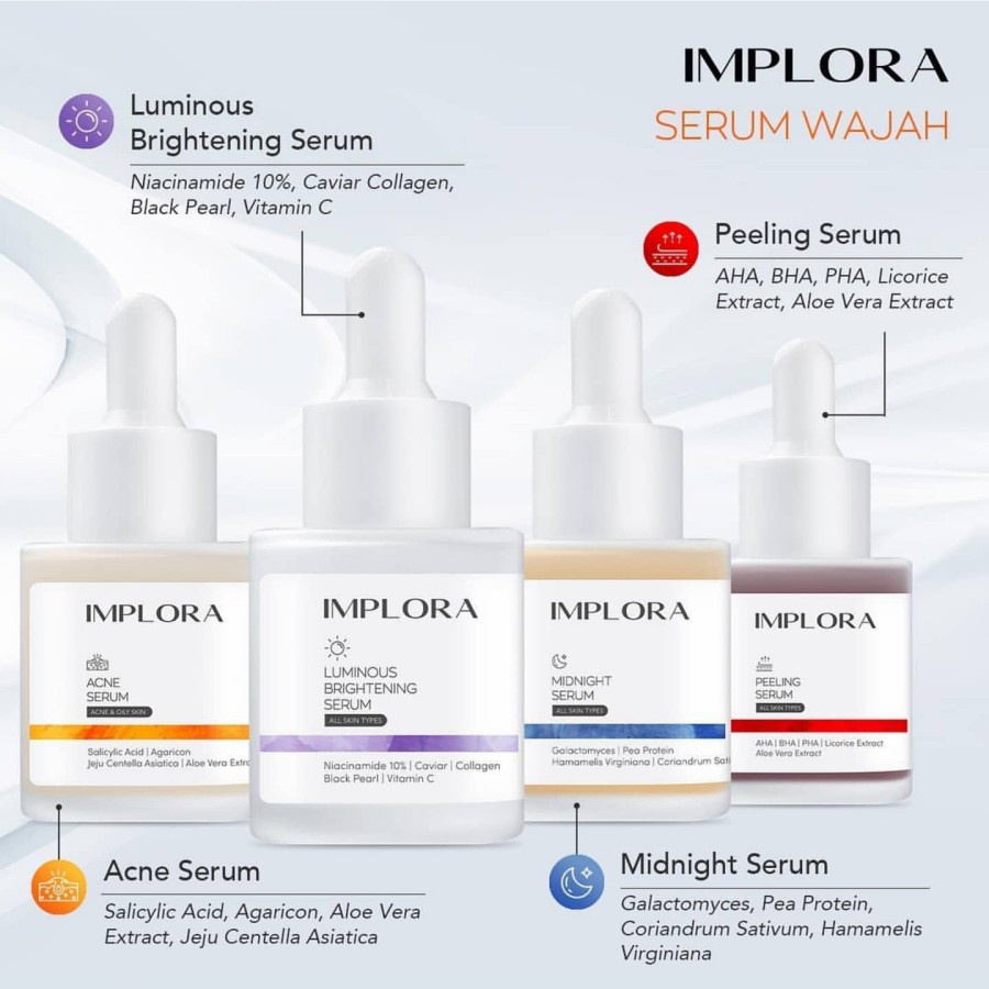 Implora Face Essence Serum 20 ml Rumah Cantik 354 Serum Perawatan Wajah Yang Melembabkan Kulit Wajah Agar Tidak Kusam dan Menghilangkan Noda Di Wajah