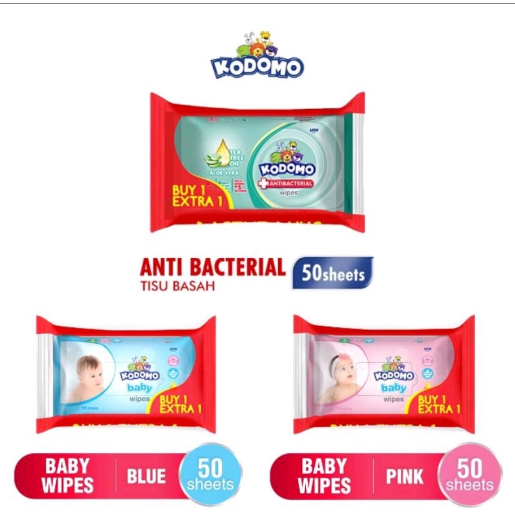 Tisu Basah Kodomo Buy 1 Get 1 (Kemasan Banded) Kodomo Baby Wipes tisu basah kodomo Tisu basah mitu beli 1 gratis 1 banded sepasang isi 2 tissue basah kodomo hijau kodomo biru pink hijau aloe vera rice milk antiseptic