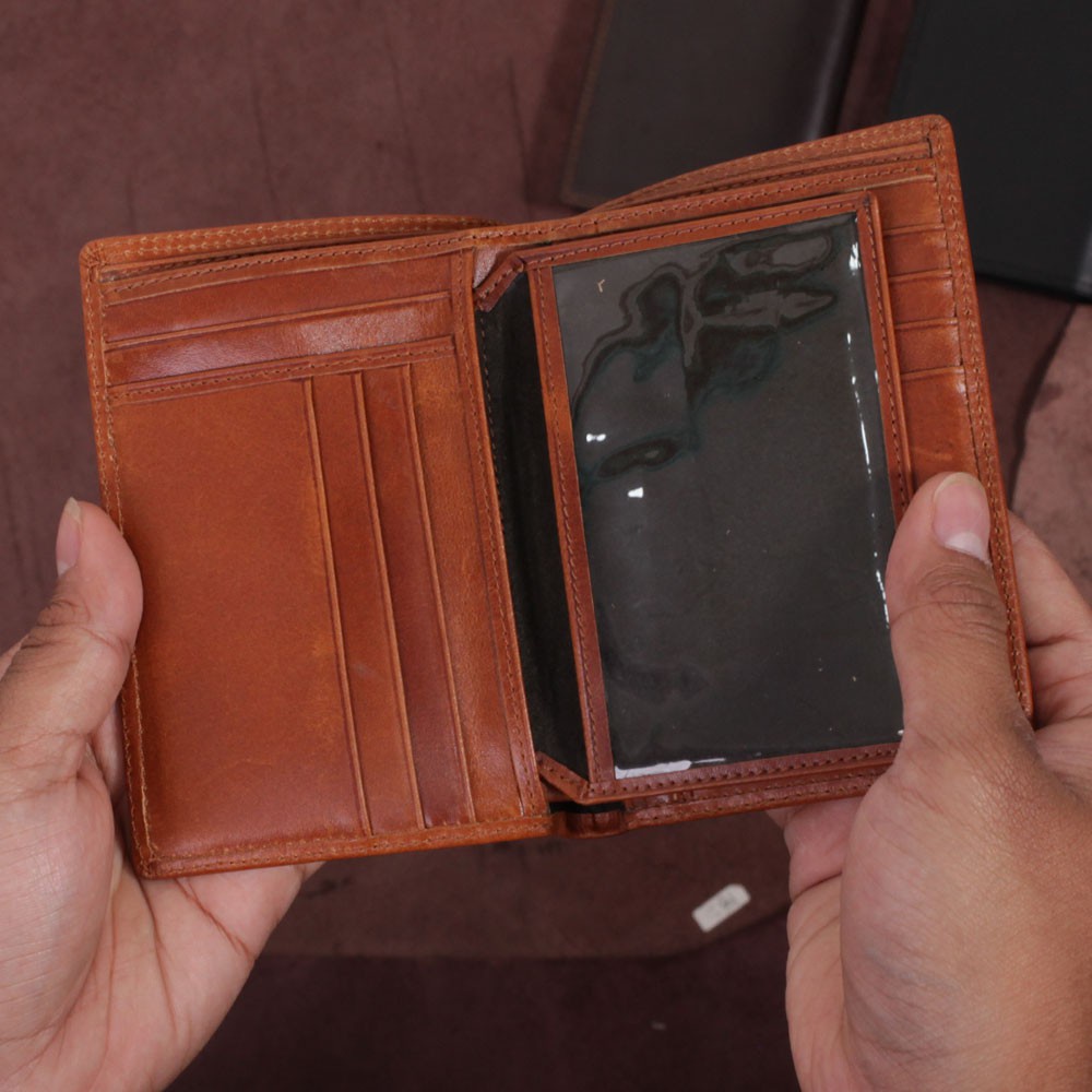 Dompet Pria Slim Bahan Kulit Sapi Asli / Dompet Cowok QILEATHER Dompet Kartu 16 SLOT Kode : D003 QI