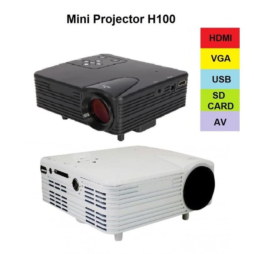 H100 - MIni LED Projector 100 Lumens - Proyektor LED Portabel Untuk Entertainment dan Hiburan
