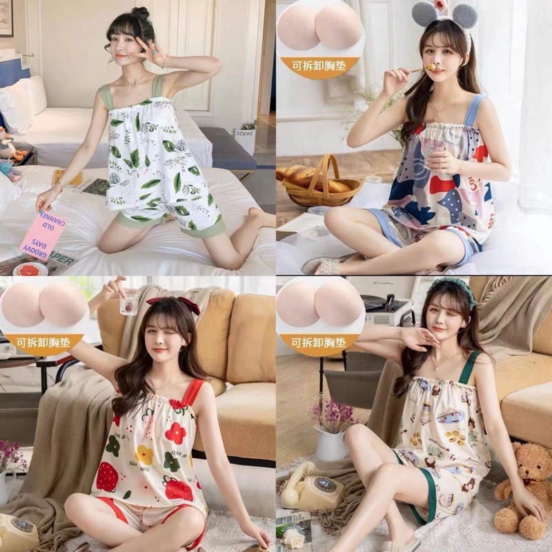 Piyama Tanktop +Bra Baju Tidur Sexy Import Baju Tidur Wanita Dewasa Import