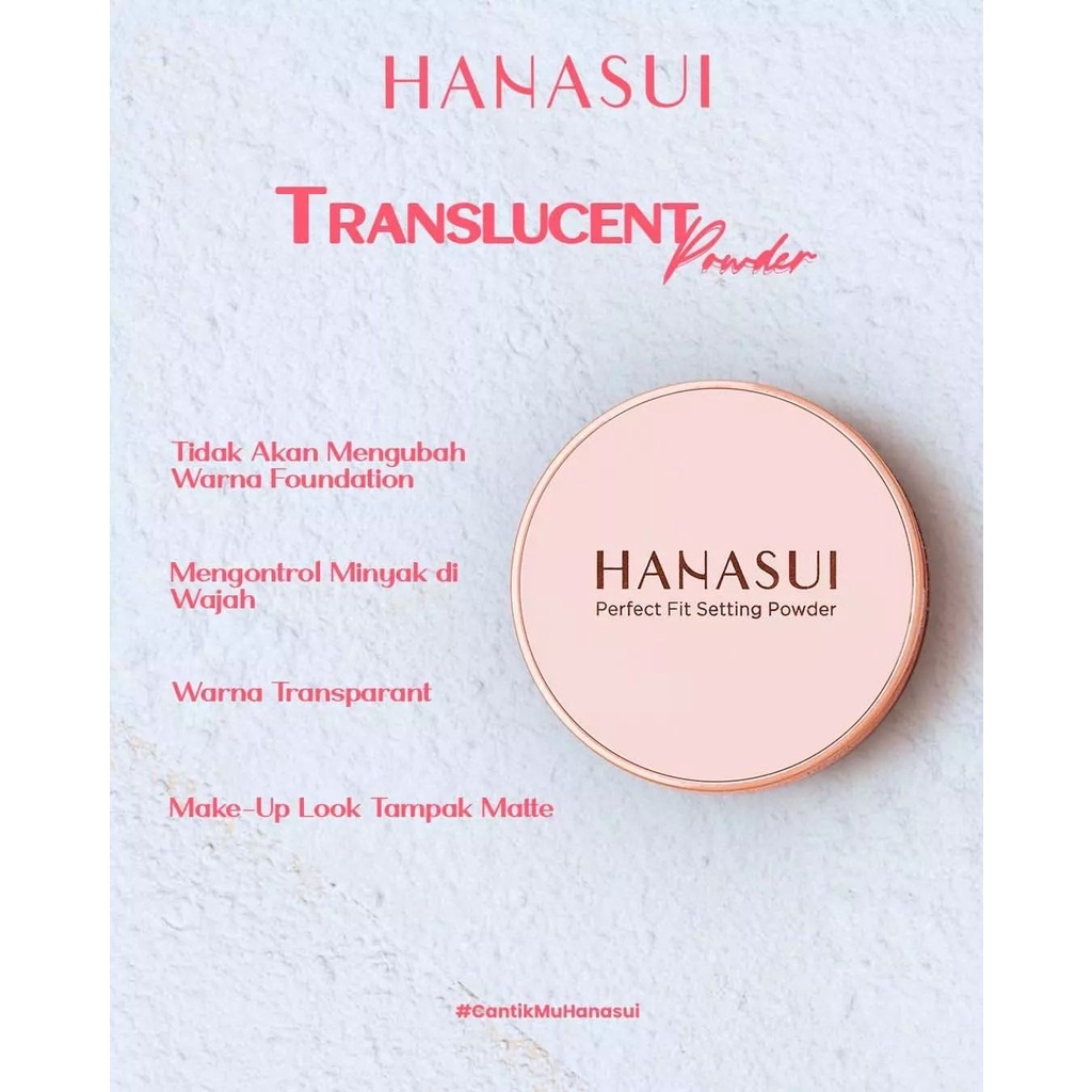 HANASUI Perfect Fit Setting Powder Indonesia / Make Up Light Medium Natural Translucent / Loose Bedak Tabur Wajah / Cleansing Spray Foundation BB Cream Compact Serum Cushion Blush On Mascara Eyebrow Eyeliner Lipstick Lip Cream Tint Cosmetic Paket Face Set