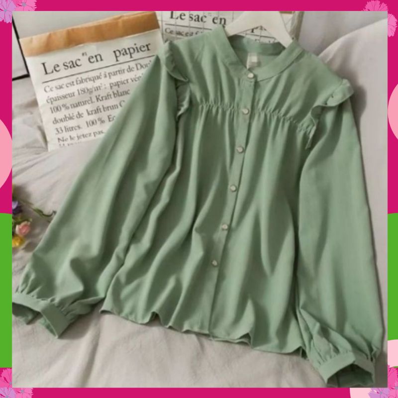 KEISYA BLOUSE •• KEMEJA BASIC POLOS BLOUSE KEISYA FULL KANCING/ATASAN WANITA