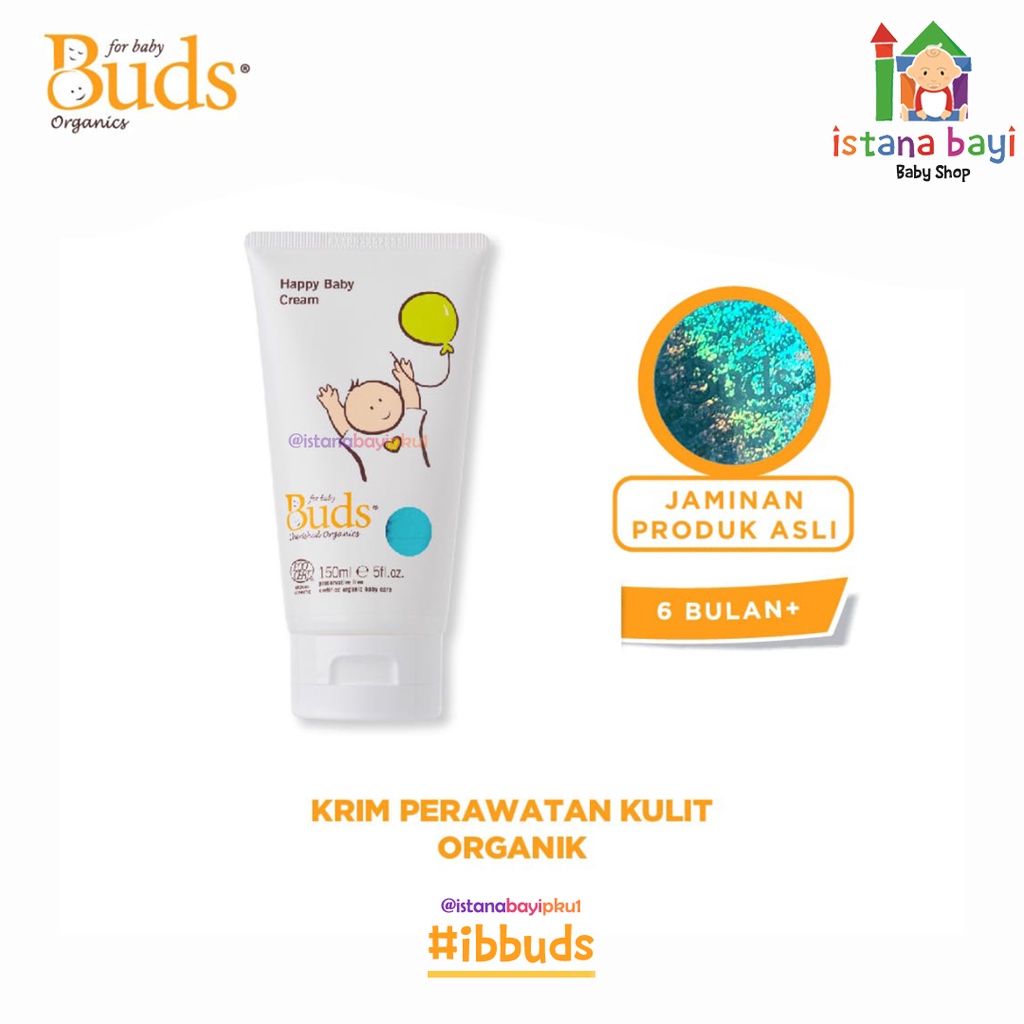 Buds Organics Happy Baby Cream 150 ml - Lotion atau Krim Perawatan Kulit Bayi dan Anak